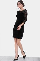 HASVEL- Zwarte jurk- Maat L- Fluwelen jurk-Mini jurk- HASVEL- Black dress- Size L- Velvet dress-Mini dress