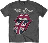 The Rolling Stones Heren Tshirt -XS- Union Jack Tongue Grijs