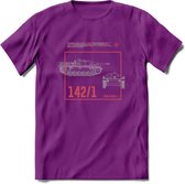 Stug 3 Tank Destroyer leger T-Shirt | Unisex Army Tank Kleding | Dames / Heren Tanks ww2 shirt | Blueprint | Grappig bouwpakket Cadeau - Paars - L