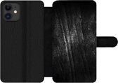 Bookcase Geschikt voor iPhone 12 Pro Max telefoonhoesje - Metaal print - Zwart - Glitter - Met vakjes - Wallet case met magneetsluiting