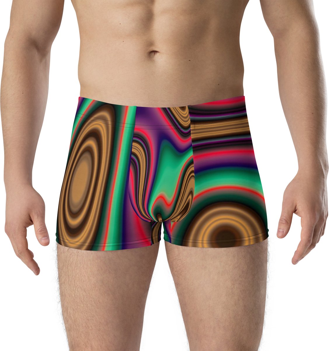 II THE MOON paars groen bruin Boxershort handgemaakt met unieke psychedelische RETRO ART door Moon