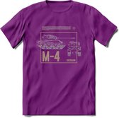 M4 Sherman leger T-Shirt | Unisex Army Tank Kleding | Dames / Heren Tanks ww2 shirt | Blueprint | Grappig bouwpakket Cadeau - Paars - XL