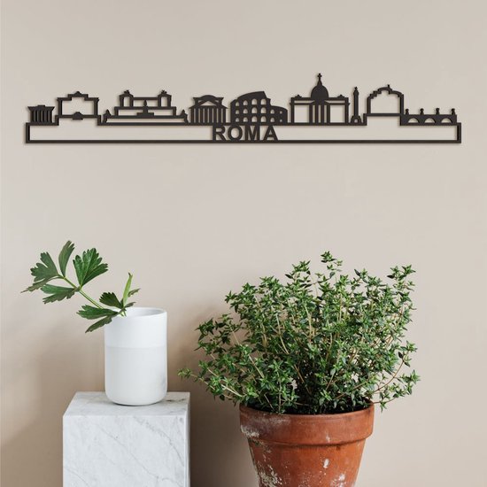 Skyline Roma (mini) Zwart Mdf Wanddecoratie Voor Aan De Muur Met Tekst City Shapes