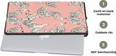 Laptophoes 17 inch - Tiger - Patroon - Jungle - Laptop sleeve - Binnenmaat 42,5x30 cm - Zwarte achterkant