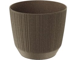 Prosperplast Plantenpot Eco - stripe - bruin - kunststof - D20xH17 cm - voor binnen/buiten