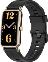 Siliconen Smartwatch bandje - Geschikt voor Huawei Watch Fit Mini siliconen bandje - zwart - Strap-it Horlogeband / Polsband / Armband