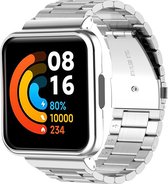 Stalen Smartwatch bandje - Geschikt voor Redmi Watch 2 Lite stalen band - zilver - Strap-it Horlogeband / Polsband / Armband