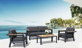 SenS Garden Furniture - Alexia Aluminium Teak Loungeset - Zwart - 77,5x88,5x85