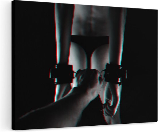 Artaza - Peinture Sur Toile - Menottes Sexuelles - Erotiek - Zwart Wit - 120x80 - Groot - Photo Sur Toile - Impression Sur Toile