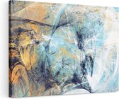 Artaza Canvas Schilderij Abstracte Kunst - Rustige Blauwe en Gele Kleuren - 120x80 - Groot - Foto Op Canvas - Wanddecoratie