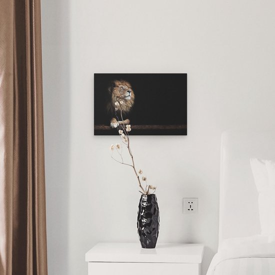 Artaza Canvas Schilderij Leeuwenkop - 30x20 cm - Klein - Muurdecoratie Dieren - Wanddecoratie Woonkamer - Schilderijen Op Canvas