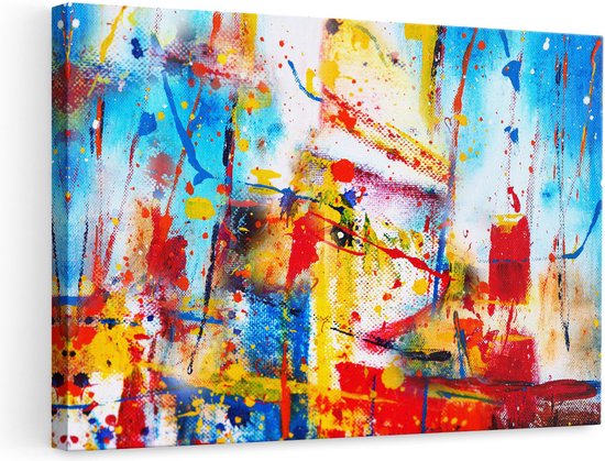 Artaza Canvas Schilderij Abstracte Kunst - Kleurvolle Hand Gemaakte Acryl - 90x60 - Foto Op Canvas - Canvas Print - Muurdecoratie