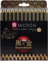 Pigma Micron set 10 + 2 fineliners Black & Gold edition