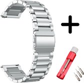 Strap-it bandje staal zilver + toolkit - geschikt voor Xiaomi Amazfit GTS / GTS 2 / GTS 3 / GTS 4 / Bip / Bip S / Bip Lite / Bip U Pro