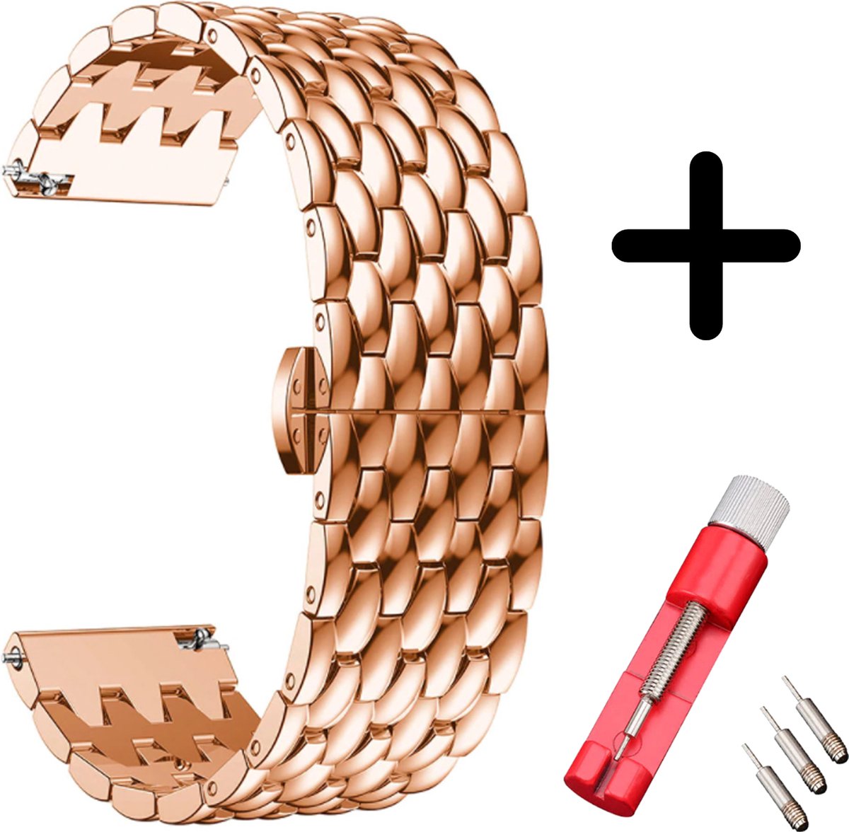 Strap-it stalen draak bandje rosé goud + toolkit - geschikt voor Xiaomi Amazfit GTS / GTS 2 / GTS 3 / GTS 4 / Bip / Bip Lite / Bip S / Bip U Pro
