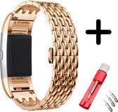 Fitbit Charge 2 bandje staal rosé goud draak + toolkit