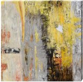 Maison de France - Canvas Olieverf schilderij - abstract grijs met geel - olieverf - 130 x 130 cm