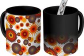 Magische Mok - Foto op Warmte Mokken - Koffiemok - Design - Retro - Oranje - Bloemen - Magic Mok - Beker - 350 ML - Theemok