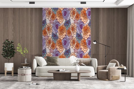 Behang - Fotobehang Patroon - Bloem - Art Nouveau - Breedte 190 cm x hoogte 260 cm