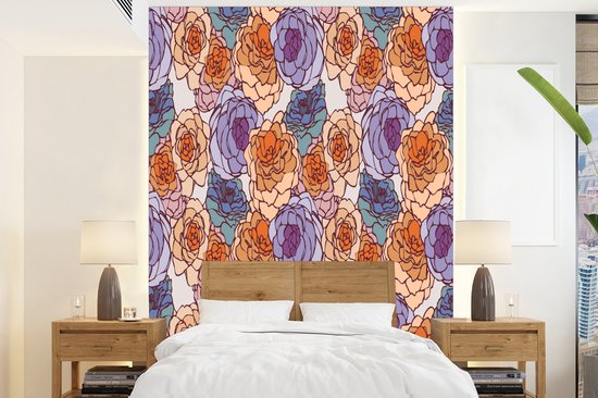 Behang - Fotobehang Patroon - Bloem - Art Nouveau - Breedte 195 cm x hoogte 260 cm
