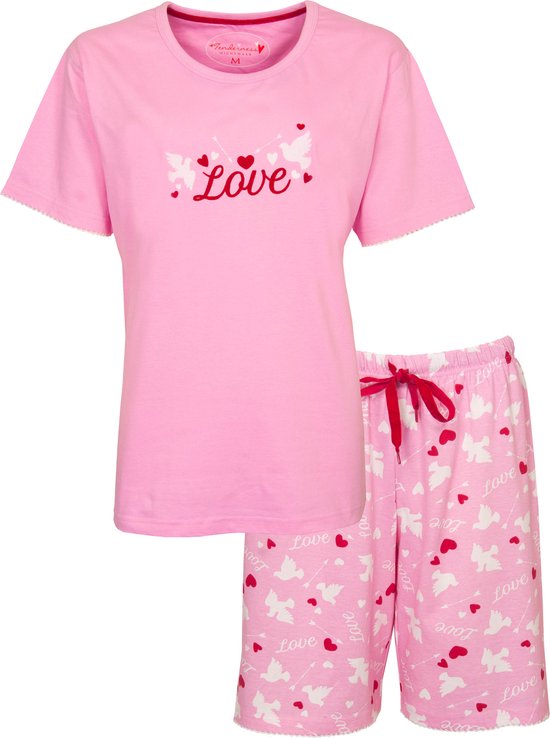Tenderness - Dames Shortama - Pyjama Set - Roze - Maat XL