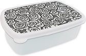 Lunchbox Wit - Lunchbox - Breadbox - Meiden - Roses - Motifs - Fille - Kids - Enfants - Enfant - 18x12x6 cm - Adultes