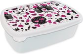Lunch box Wit - Lunch box - Boîte à pain - Meiden - Kroon - Coeur - Motifs - Fille - Enfant - Enfants - 18x12x6 cm - Adultes