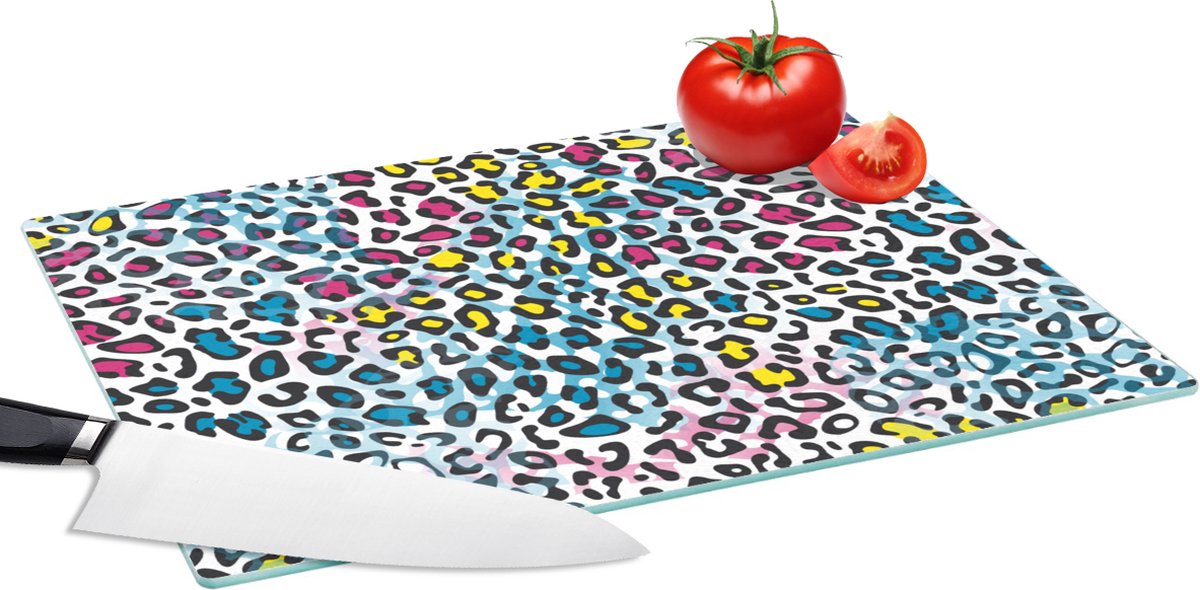 Glazen Snijplank - 39x28 - Panter - Regenboog - Patroon - Snijplanken Glas
