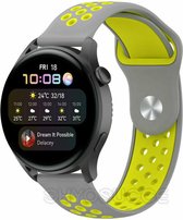 Siliconen Smartwatch bandje - Geschikt voor  Huawei Watch 3 - Pro sport band - grijs/geel - Strap-it Horlogeband / Polsband / Armband