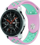 Siliconen Smartwatch bandje - Geschikt voor  Samsung Galaxy Watch sport band 46mm - roze/aqua - Strap-it Horlogeband / Polsband / Armband