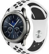 Siliconen Smartwatch bandje - Geschikt voor  Samsung Gear S3 sport band - wit/zwart - Strap-it Horlogeband / Polsband / Armband