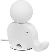 Relaxdays tafellamp olifant - kinderlamp dier - glazen bol - houten voet - diverse kleuren - wit