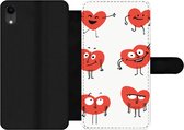 Bookcase Geschikt voor iPhone XR telefoonhoesje - Een illustratie van negen hartjes met emoties - Met vakjes - Wallet case met magneetsluiting