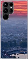 Geschikt voor Samsung Galaxy S22 Ultra hoesje - Rotterdam - Zonsondergang - Roze - Siliconen Telefoonhoesje