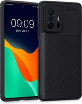 kwmobile telefoonhoesje compatibel met Xiaomi 11T / 11T Pro - Hoesje voor smartphone in zwart - Carbon design