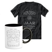 100 Jaar Legendarisch Gebrouwen T-shirt met mok giftset Zwart | Verjaardag cadeau pakket set | Grappig feest shirt Heren – Dames – Unisex kleding | Koffie en thee mok | Maat 3XL