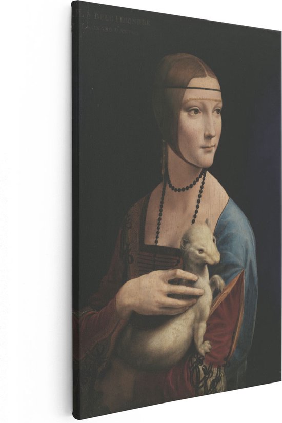 Artaza Canvas Schilderij De Dame met de Hermelijn - Leonardo da Vinci - 60x90 - Kunst - Canvas Print - Muurdecoratie