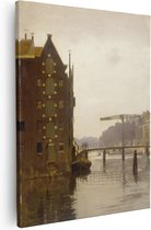 Artaza Canvas Schilderij Pakhuizen aan een Amsterdamse gracht op Uilenburg - Willem Witsen - 40x50 - Poster Foto op Canvas - Canvas Print