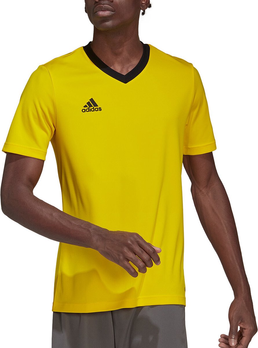 Adidas Entrada 22 Shirt Korte Mouw Heren - Geel / Zwart | Maat: 2XL