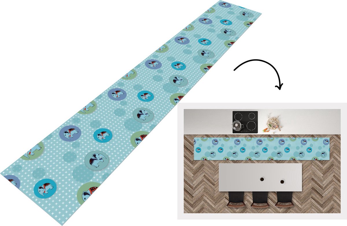 KitchenYeah Keukenloper - Keukenmat - Olifant - Stippen - Design - Keuken vloerkleed Multicolor