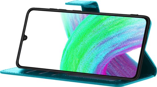 Etui Samsung Galaxy A33 Bookcase Avec 2x Protecteurs D'écran - Samsung Galaxy A33 Screen Protector 2x - Samsung Galaxy A33 Book Case Avec 2x Protecteurs D'écran Turquoise
