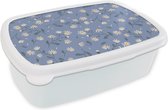 Lunch box Wit - Lunch box - Boîte à pain - Fleurs - Motifs - Marguerite - 18x12x6 cm - Adultes