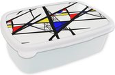 Broodtrommel Wit - Lunchbox - Brooddoos - Patronen - Abstract - Kunst - 18x12x6 cm - Volwassenen