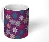 Mok - Koffiemok - Patronen - Sneeuw - Sterren - Kerst - Mokken - 350 ML - Beker - Koffiemokken - Theemok