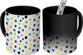 Magische Mok - Foto op Warmte Mokken - Koffiemok - Stippen - Patronen - Geel - Magic Mok - Beker - 350 ML - Theemok