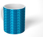 Mok - Koffiemok - Waves - Blauw - Patronen - Mokken - 350 ML - Beker - Koffiemokken - Theemok