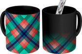 Magische Mok - Foto op Warmte Mokken - Koffiemok - Patronen - Plaid - Blauw - Magic Mok - Beker - 350 ML - Theemok