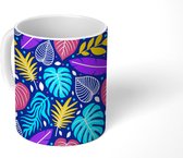 Mok - Koffiemok - Bladeren - Jungle - Neon - Regenboog - Design - Mokken - 350 ML - Beker - Koffiemokken - Theemok