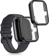 kwmobile 2x cover compatibel met Huami Amazfit GTS 3 - Fitnesstracker cover van gehard glas en kunststof frame set zwart