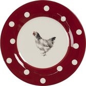 Clayre & Eef Servies Dinerbord Ø 20*2 cm Rood, Beige Keramiek Rond Kip Eetbord